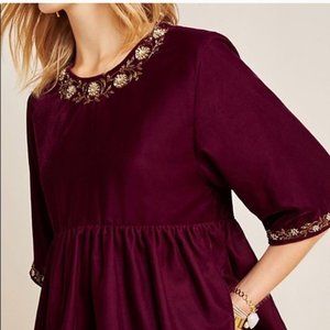Anthropologie Velvet Embroidered Blouse (L)